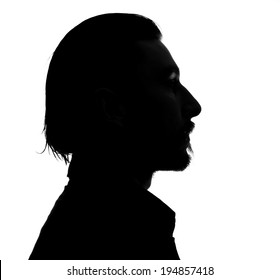 Unknown  Male Person Silhouette.Back Lit Studio Isolated