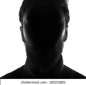 Unknown Male Silhouette Person.Back Lit Isolated On White