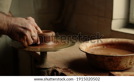 Similar – Image, Stock Photo hands working with clay in a pottery |clay transfer