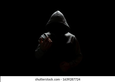 Unknown Person Hood Lures Into Darkness Stock Photo (Edit Now) 1639287724