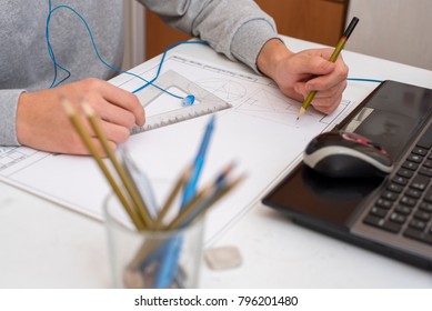 Unknown student while drawing