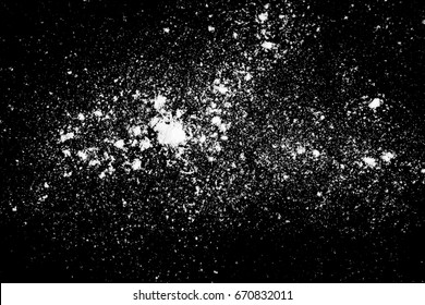 Unknown white powder isolated on black background