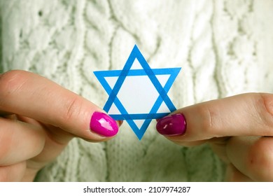 Unknown Woman Holding David Star. Israel, Judaism, Holocaust, Zionism Concept