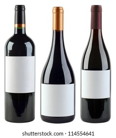 Unlabeled Wine Bottles Isolated With Clipping Path