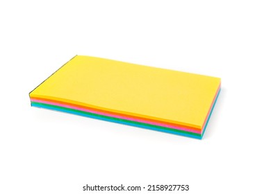 Unlined Note Pad With Rainbow Colored Tear Off Pages Isolated Over White