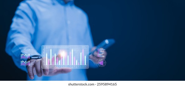Unlock Business Intelligence Translucent Bar Chart Graph Data Analysis On Your Smartphone Leverage Technology For Deeper Data Insights And Smarter Business Decisions Through Powerful Visualizations