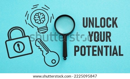 Unlock your potential is shown using a text and picture of key