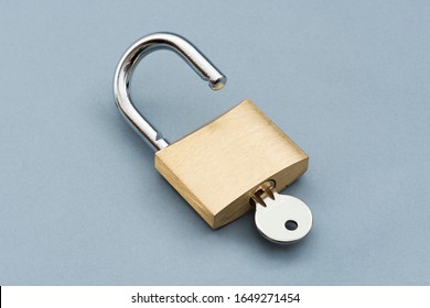 Unlocked Padlock on the gray background. - Powered by Shutterstock