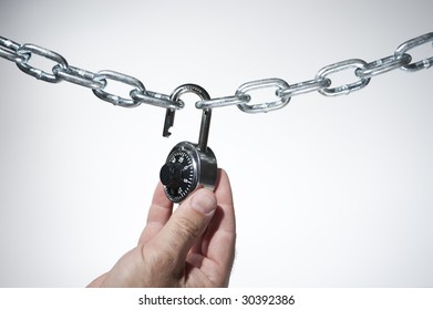 Chain Opening Lock On White Background Stock Photo 30392392 