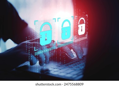 Unlocking code security protection system for data on digital network. concept of mechanism to protect data from cyberattacks and user's private encryption - Powered by Shutterstock - Get 15% off with code: PIKWIZARD15