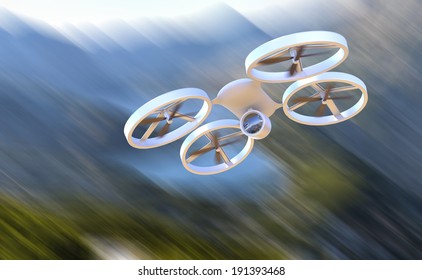 Unmanned Aerial Vehicle Drone In Flight