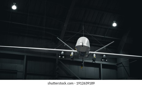 Unmanned Aerial Vehicle UAV In A Hanger