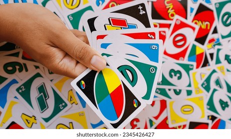 Uno cards for background and text.
