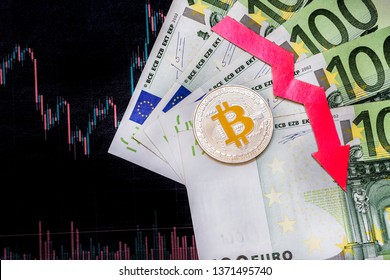 Depreciation Virtual Money Bitcoin Red Arrow Stock Photo Edit Now - 