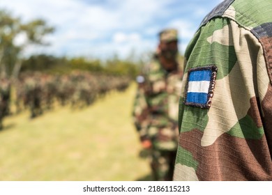 Unrecognizable Central American Soldier In Military Formation