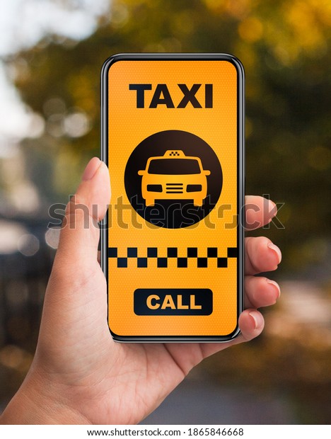 Unrecognizable\
Female Passenger Ordering Taxi Calling By Smartphone Using Mobile\
Application Outdoors In The Street. Online Car Booking, Transfer\
Service App Concept. Cropped,\
Closeup