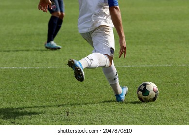 Unrecognizable Football Player In Action. Italian Serie C Lega Pro. Erasmo Iacovone Stadium During The Taranto-Latina Match. 26.09.2021