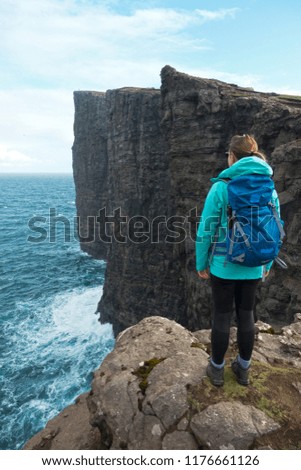 Similar – Image, Stock Photo Cliffs of Moher, woman, hiking