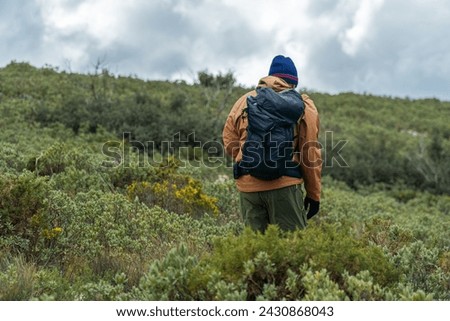 Similar – Foto Bild Unbekannter Wanderer geht im Wald spazieren