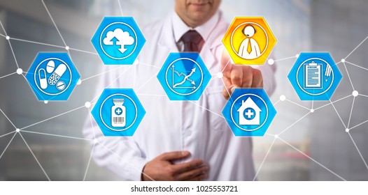 Unrecognizable Male Biomedical Engineer Using Web-based Interactive Response Technology To Improve The Efficiency Of Clinical Trials. Pharmaceutical Industry Concept For Clinical Supply Management.