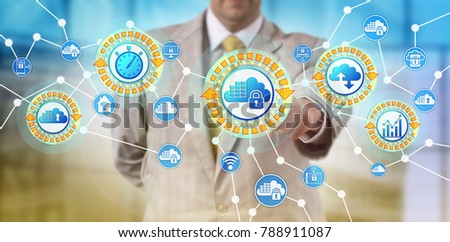Unrecognizable service provider activates cloud containers to respond to point-in-time demand. IT concept for microservices, containerization, service architecture, scalability, orchestration system.