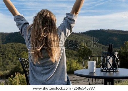 Similar – Image, Stock Photo Unrecognizable woman in serene Walk in Avatar Grove, Vancouver Island Forest