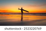 Unrecognizable young surfer woman with wetsuit and surfboard entering the sea