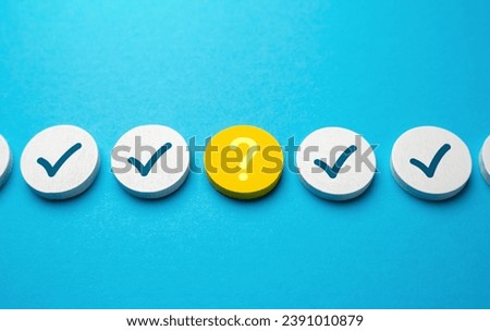 Unresolved issue. Finding an answer to a question. Troubleshooting. Investigating problems. Mistake correction. The fact remains in question. An unknown issue