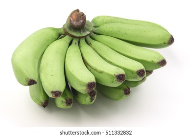 Unripe Banana On White Background