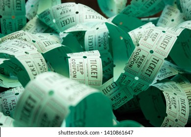 Unrolled Roll Of Green Raffle Tickets