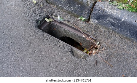 
Unsafety Street Gutter Of A Stormwater Drainage System.