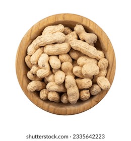 Unshelled peanuts in a bowl isolated on the white background. File contains clipping path. Top view. - Powered by Shutterstock