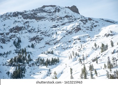 Unskied Mountain Side - Snow Covered, Kirkwood Resort, Californi