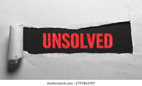 Unsolved Text on Torn Paper, Problem Analysis, Mystery and Challenge Concept. 