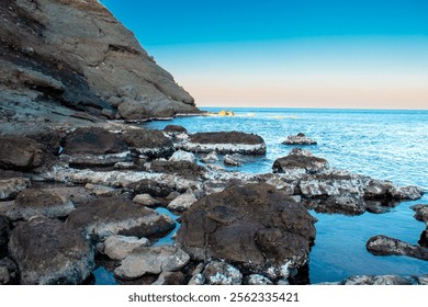 Unspoiled beaches of Istanbul. Sea view from the rocky shore. Blue sky. Horizontal photo. No people, nobody. Landscape.  - Powered by Shutterstock