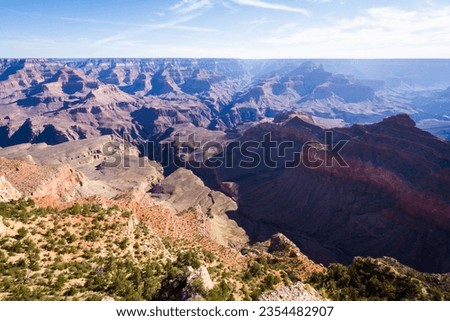 Unspoiled nature: canyon, mountains, panoramic view, serene, tranquil, non-urban, semi-arid landscape South Rim of the Grand Canyon