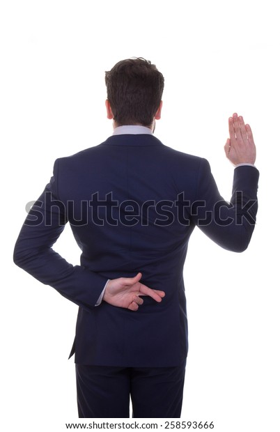 Untrustworthy Lying Business Man Fingers Crossed Stock Photo 258593666 ...