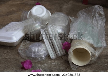 Unused plastic waste in the yard