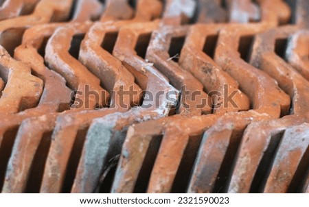 unused rooftile,old rooftiles,pattern rooftile,rows of rooftiles lined up
