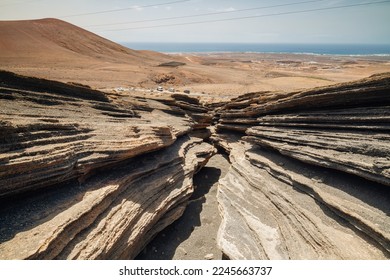 Unusual canyon like rock formations Las Grietas "The cracks" of Montana Blanca