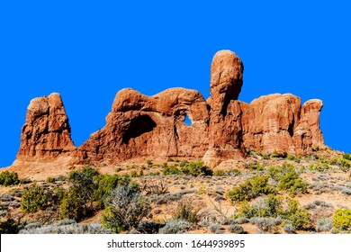 Unusual Formation At Garden Of Eden Rock Park On Windows Road, Arches National Park Utah USA