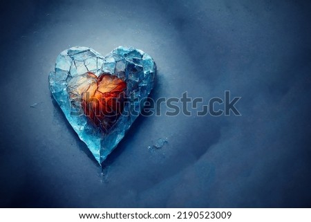 An unusual gift for Valentine's Day. Brilliant piece of ice in the shape of a heart. Symbol of love from cold ice. Beautiful heart made of ice.