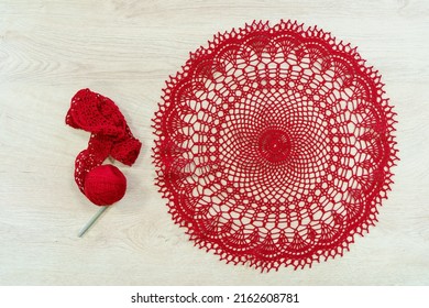 Unusual Hobby Crochet. Background With Copy Space For Text