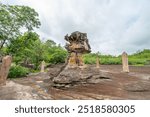 Unusual large rock formation stacking at Phu Phra Bat Historical Park, Udon Thani, Thailand.