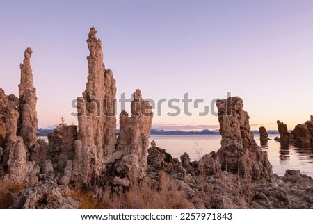 Unusual Mono lake formations at the sunrise