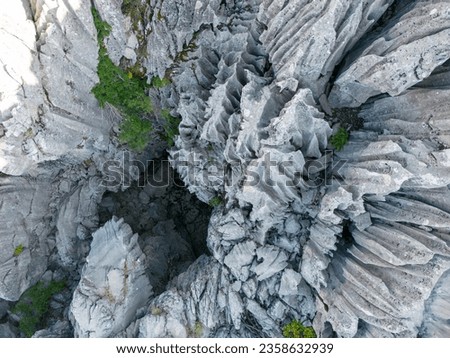 unusual rock formations, pointed, sharp and dangerous area, traces of the glacial period of the Mediterranean region.