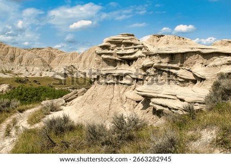 Unusual Sandstone Formations in Toadstool Geologic Park in Northwestern Nebraska in the Oglala National Grassland.