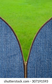 Unzip Jean Cloth To Green Filed