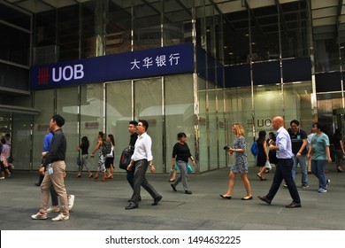 UOB Bank Among Citizens Passing Activity, Singapore, August 22, 2019