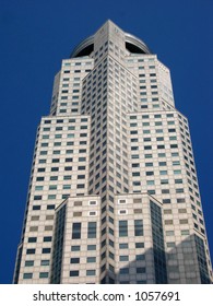 UOB Plaza One Building On A Dark Blue Sky